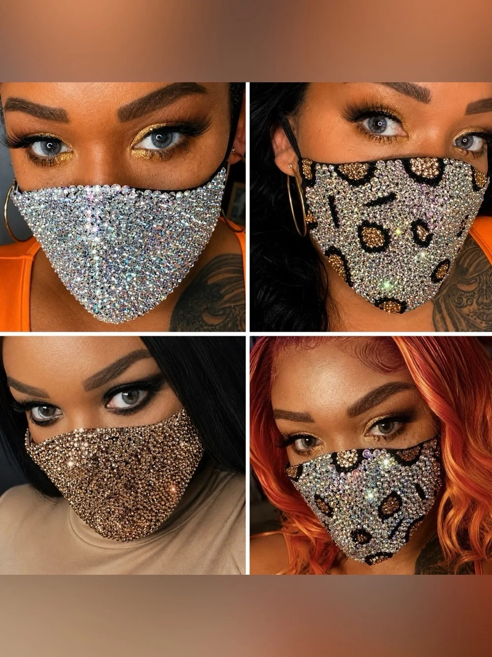 Purple Mix Rhinestone Face Mask New Halloween Cosplay Unisex Costume